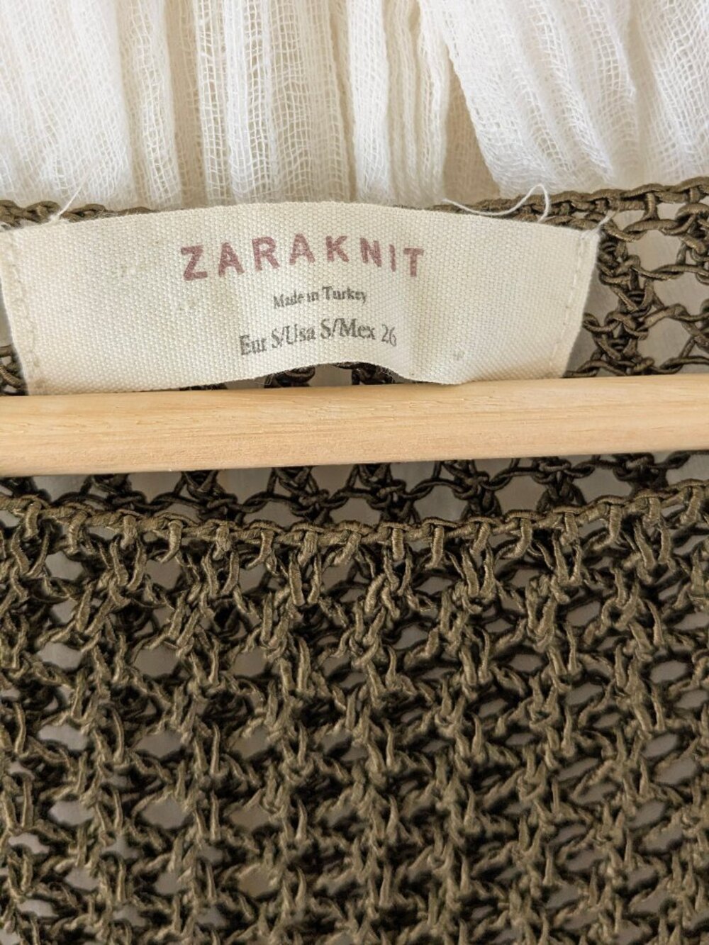 Zara Knit Crochet Olive Sweater - Picture 3 of 3